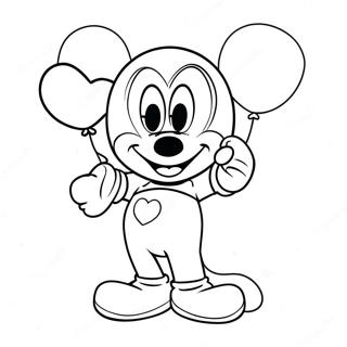 Pagina Para Colorear De Mickey Mouse Sosteniendo Globos En Forma De Corazon 13739-11388