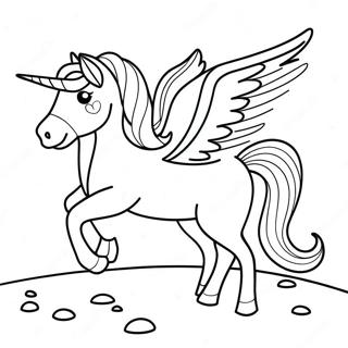 Pagina Para Colorear De Chica Unicornio Magica En Un Arcoiris 13759-11402