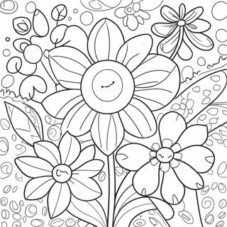 Pagina Para Colorear De Flores Alegres Floreciendo 13799-11433