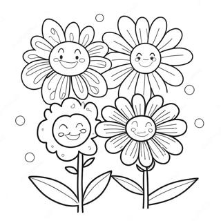 Pagina Para Colorear De Flores Alegres Floreciendo 13799-11434