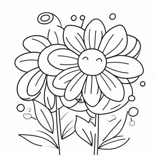 Pagina Para Colorear De Flores Alegres Floreciendo 13799-11435