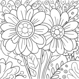 Pagina Para Colorear De Flores Alegres Floreciendo 13799-11436