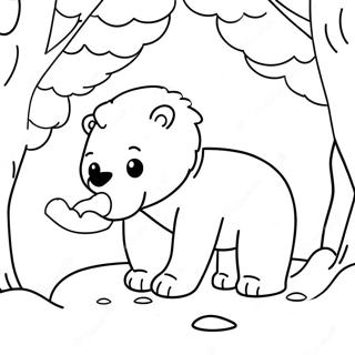 Pagina Para Colorear De Oso Polar Adorable Jugando En La Nieve 13889-11505