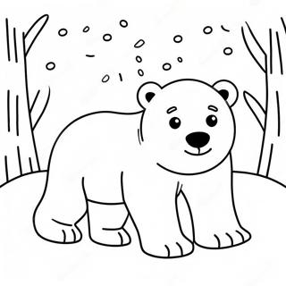 Pagina Para Colorear De Oso Polar Adorable Jugando En La Nieve 13889-11507