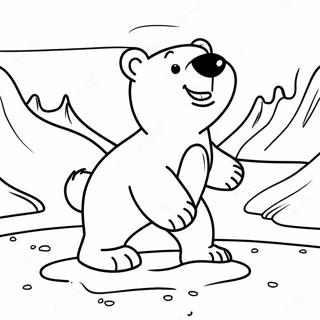 Pagina Para Colorear De Oso Polar Adorable Jugando En La Nieve 13889-11508