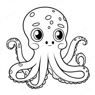 Pagina Para Colorear De Pulpo De Dibujos Animados Lindo 1392-1115