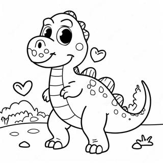 Pagina Para Colorear De Dinosaurio De San Valentin 14219-11766