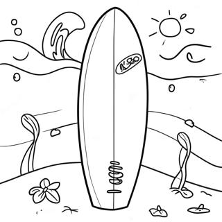 Pagina Para Colorear De Tabla De Surf Colorida En La Playa 14500-11994