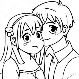 Pagina Para Colorear De Una Linda Pareja De Anime 14529-12014