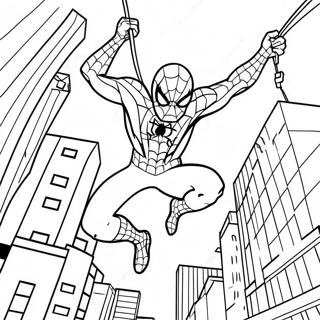 Pagina Para Colorear De Spider Man Balanceandose Por La Ciudad 14580-12058