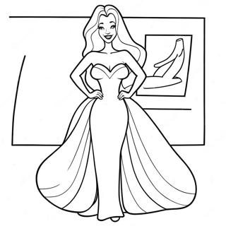 Pagina Para Colorear De Jessica Rabbit En Un Vestido Glamoroso 14620-12090