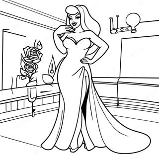 Pagina Para Colorear De Jessica Rabbit En Un Vestido Glamoroso 14620-12092