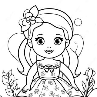 Pagina Para Colorear De La Linda Barbie Chelsea En Un Vestido De Flores 14700-12153