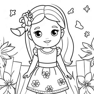 Pagina Para Colorear De La Linda Barbie Chelsea En Un Vestido De Flores 14700-12155