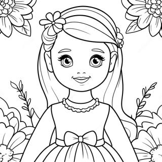 Pagina Para Colorear De La Linda Barbie Chelsea En Un Vestido De Flores 14700-12156