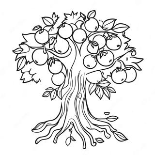 Pagina Para Colorear De Arbol De Tu Bishvat Con Frutas 14889-12319