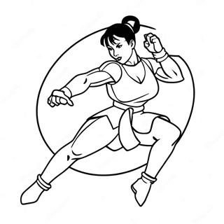 Pagina Para Colorear De Chun Li En Accion De Patada 15020-12425