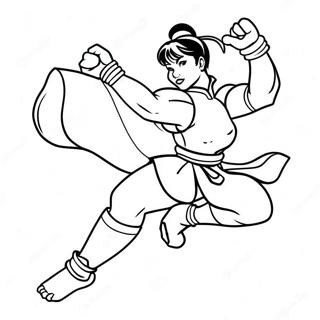 Pagina Para Colorear De Chun Li En Accion De Patada 15020-12426