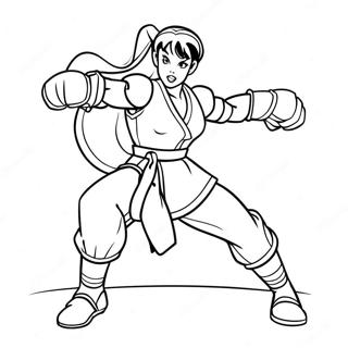 Pagina Para Colorear De Chun Li En Accion De Patada 15020-12428