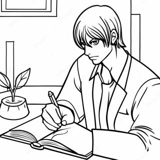 Pagina Para Colorear De Light Yagami Escribiendo En Su Cuaderno 15100-12489