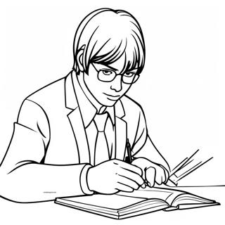 Pagina Para Colorear De Light Yagami Escribiendo En Su Cuaderno 15100-12490