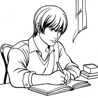 Pagina Para Colorear De Light Yagami Escribiendo En Su Cuaderno 15100-12491