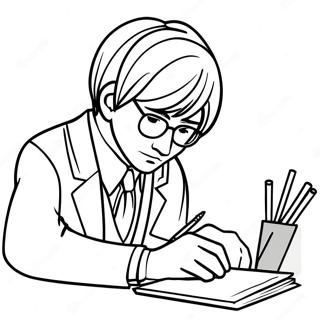 Pagina Para Colorear De Light Yagami Escribiendo En Su Cuaderno 15100-12657