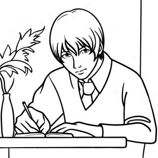 Pagina Para Colorear De Light Yagami Escribiendo En Su Cuaderno 15100-12658