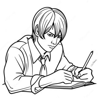 Pagina Para Colorear De Light Yagami Escribiendo En Su Cuaderno 15100-12659