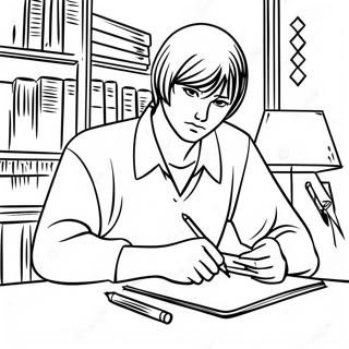 Pagina Para Colorear De Light Yagami Escribiendo En Su Cuaderno 15100-12660