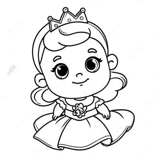 Pagina Para Colorear De Una Adorable Princesa Bebe En Un Vestido 15300-12817