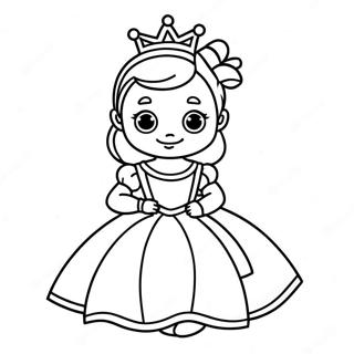 Pagina Para Colorear De Una Adorable Princesa Bebe En Un Vestido 15300-12818