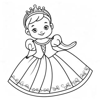 Pagina Para Colorear De Una Adorable Princesa Bebe En Un Vestido 15300-12964