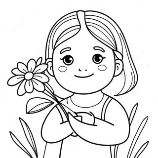 Pagina Para Colorear De Una Chica Adorable Con Flores 1532-1228