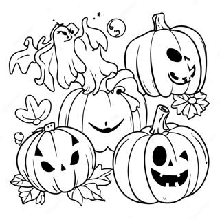 Pagina Para Colorear De Decoraciones De Halloween Vintage Espeluznantes 15500-13130