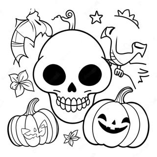 Pagina Para Colorear De Decoraciones De Halloween Vintage Espeluznantes 15500-13132