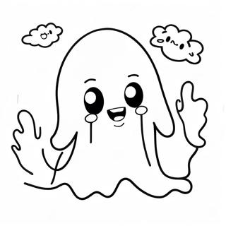 Pagina Para Colorear De Un Fantasma Kawaii Espeluznante 1551-1238