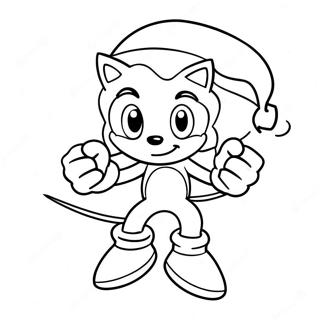 Pagina Para Colorear De Sonic The Hedgehog Con Gorro De Santa 15761-13329