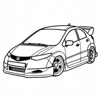 Pagina Para Colorear Del Deportivo Honda Civic De Carreras 15922-13449