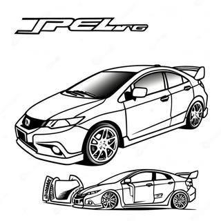 Pagina Para Colorear Del Deportivo Honda Civic De Carreras 15922-13450