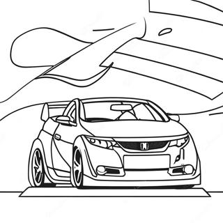 Pagina Para Colorear Del Deportivo Honda Civic De Carreras 15922-13451