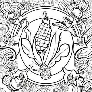Pagina Para Colorear Del Emblema De Ffa Con Maiz 16002-13513