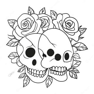 Calaveras Y Rosas De Amor Páginas Para Colorear