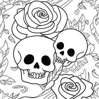 Pagina Para Colorear De Calaveras Y Rosas De Amor 16081-13574