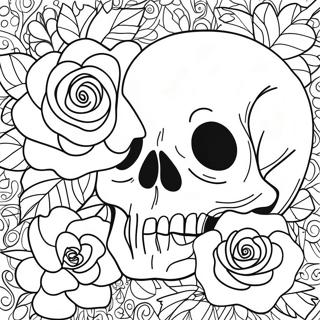 Pagina Para Colorear De Calaveras Y Rosas De Amor 16081-13575