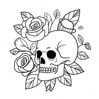 Pagina Para Colorear De Calaveras Y Rosas De Amor 16081-13576