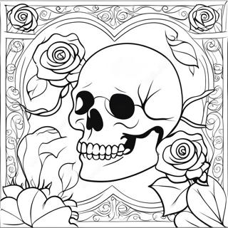 Pagina Para Colorear De Calaveras Goticas De Amor Con Rosas 16082-13577