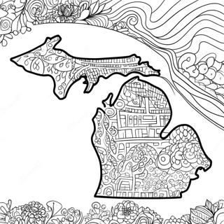 Pagina Para Colorear Mapa Del Estado De Michigan 16301-13751