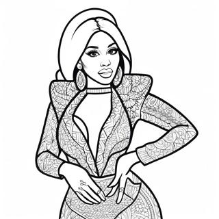 Pagina Para Colorear De Cardi B Con Un Atuendo Brillante 16503-13907