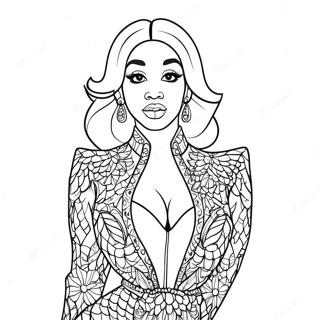 Pagina Para Colorear De Cardi B Con Un Atuendo Brillante 16503-13908